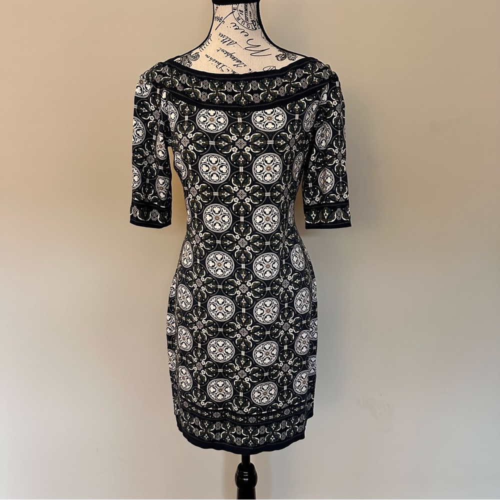 Max Studio Black and White Ornate Mini Dress